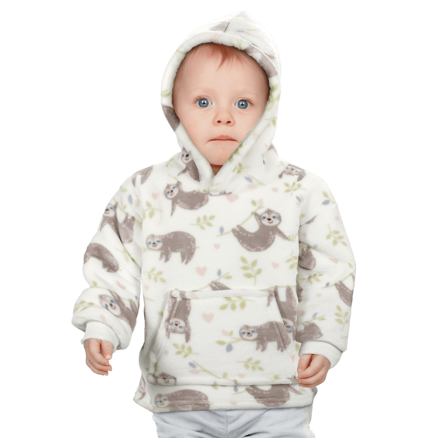 Safari & Sloth Infant Hooded Blanket with Pocket for Toddlers Ages 0-2 Warm Unisex Loungewear by Daisy Dreamer