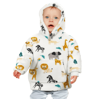Safari & Sloth Infant Hooded Blanket with Pocket for Toddlers Ages 0-2 Warm Unisex Loungewear by Daisy Dreamer