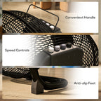 Metal Floor Fan with Tilting, High Velocity, 3 Speed, Portable Gym Fan for Home Office, Black