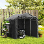 Outsunny 2.2 x 1.6 m Garden Storage Tent, Waterproof Anti-UV Bike Tent with Roll-up Zipper Door, Galvanised Outdoor Storage Shelter Carport for Bike, Motorbike, Garden Tools, Black