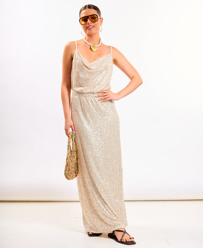 Cream Sequin Midaxi Skirt