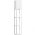 3-Tier Floor Lamp with Shelves and Storage, Modern Corner Standing Lamp with Lampshade, Reading Light with Foot Switch for Living Room, Bedroom, Home Office, Bulb not Included, White