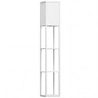 3-Tier Floor Lamp with Shelves and Storage, Modern Corner Standing Lamp with Lampshade, Reading Light with Foot Switch for Living Room, Bedroom, Home Office, Bulb not Included, White
