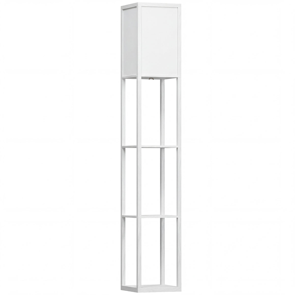 3-Tier Floor Lamp with Shelves and Storage, Modern Corner Standing Lamp with Lampshade, Reading Light with Foot Switch for Living Room, Bedroom, Home Office, Bulb not Included, White
