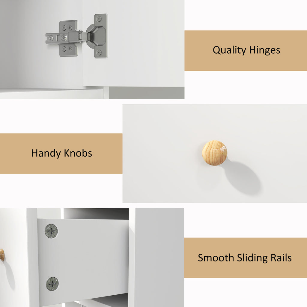 HOMCOM 178 cm Narrow Tall Bathroom Cabinet - White