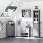 kleankin Bathroom Floor Cabinet, Free Standing Cupboard with Double Doors and Adjustable Shelf for Kitchen, Hallway, Living Room, Grey