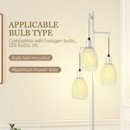 3-Light Floor Lamp, 170cm Industrial Dimmable Standing Lamp with Steel Wire Cage Lampshades for Living Room, Bedroom, Dining Room, Study, Bulb Not Included, Silver Tone