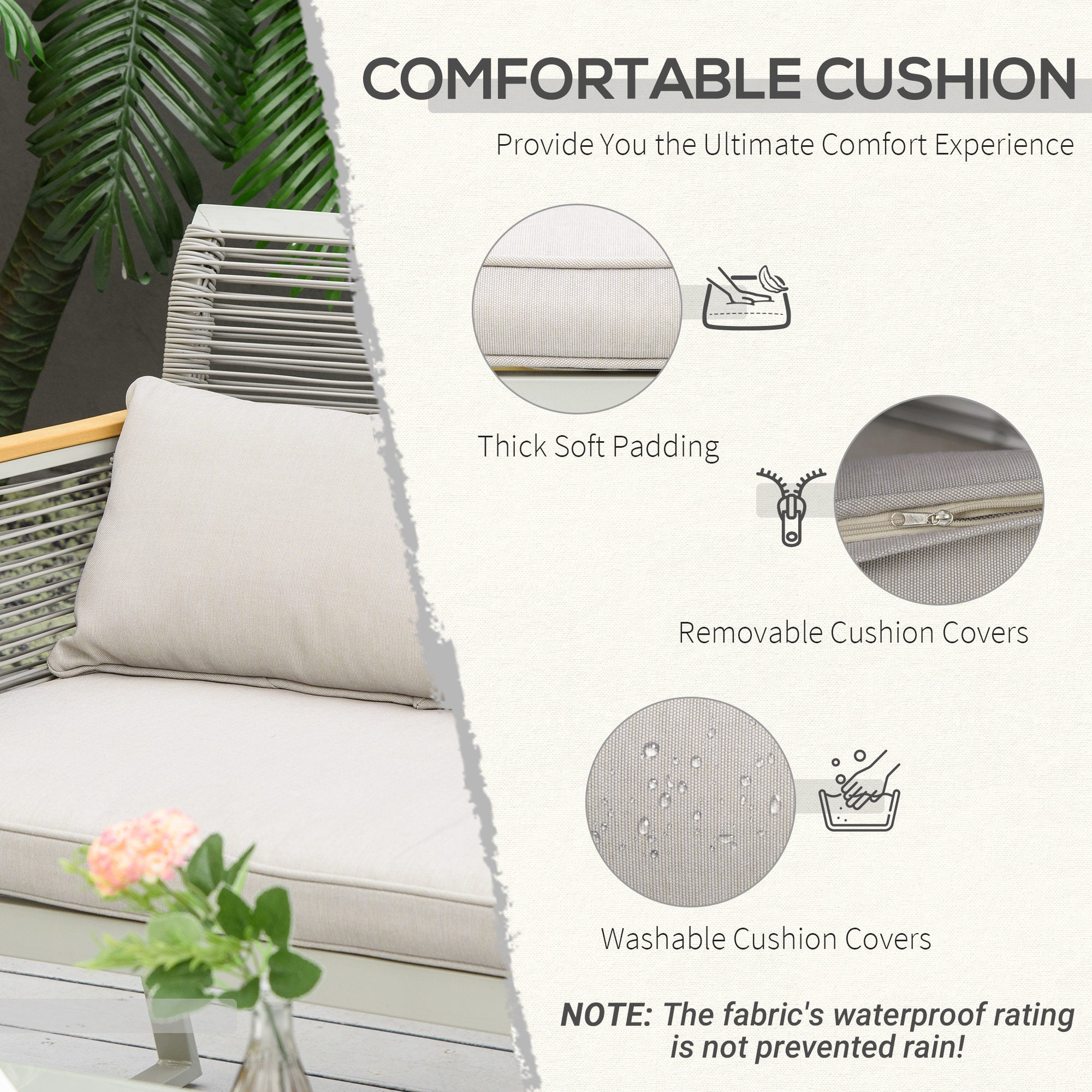 Outsunny 4 Pieces Rattan Garden Furniture Set - Grey