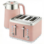 Electric Stainless Steel Kettle and Toaster Set, 3000W 1.7L UK Strix Thermostat Fast Boil Kettle Pink
