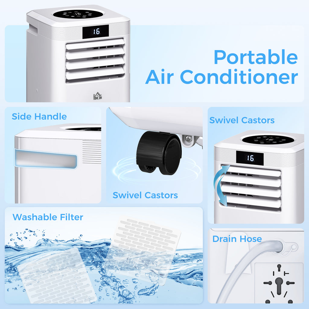 10000 BTU Air Conditioning Unit, 3-in-1 Portable Air Conditioner, Dehumidifier, Cooling Fan with Remote Control, Digital Display, 2 Speeds, 24H Timer, Window Venting Kit, 22m²