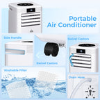 10000 BTU Air Conditioning Unit, 3-in-1 Portable Air Conditioner, Dehumidifier, Cooling Fan with Remote Control, Digital Display, 2 Speeds, 24H Timer, Window Venting Kit, 22m²