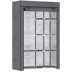 Fabric Wardrobe w/ Shelves Hanging Rail Foldable Wardrobe Dark Grey