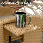 Outsunny 145° Reclining Rattan Armchair, with Footrest - Khaki/Beige