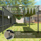 Outsunny 3 x 4m Metal Pergola with Retractable Roof and Roller Shade, Free Standing Garden Gazebo Canopy Pergola Kit, UPF30+ Outdoor Sun Shade Shelter, Grey