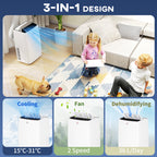 14,000 BTU Mobile Air Conditioner, with LED Screen - White