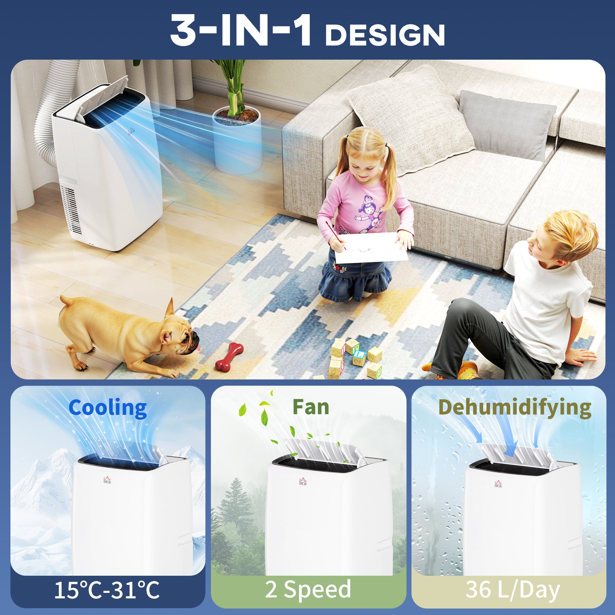 14,000 BTU Mobile Air Conditioner, with LED Screen - White
