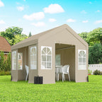 Outsunny 3 x 3 m Party Tent, Outdoor Canopy Tent Shelter with Removable Sidewalls, 4 Zipped Doors, for Parties, Wedding, Beige