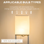 Modern Metal Floor Lamp with Shelves, 3 Layer Shelf Tall Standing Lamp with Fabric Lampshade, Pull Chain Switch for Living Room, Bedroom, Bulb not Included, White