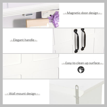 Bathroom Wall Cabinet, Medicine Cabinet, Kitchen Cupboard with 2 Doors and Adjustable Shelf, White