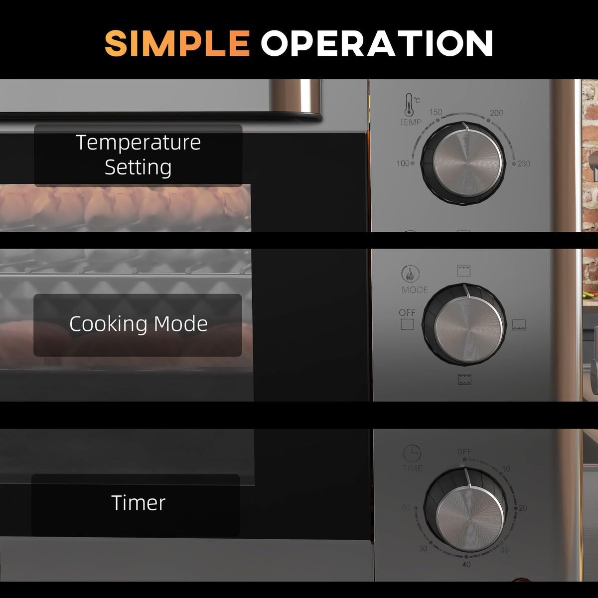 30L 60-230? Mini Electric Oven, with Accessories - Silver Tone