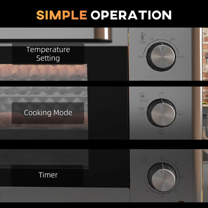 30L 60-230? Mini Electric Oven, with Accessories - Silver Tone