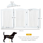 PawHut Foldable Dog Gate, Freestanding Pet Gate, with Two Support Feet, for Staircases, Hallways, Doorways - White
