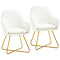 HOMCOM Set of Two Boucle Dining Chairs - Cream
