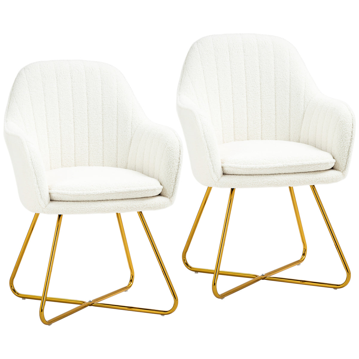Set of Two Boucle Dining Chairs - Cream