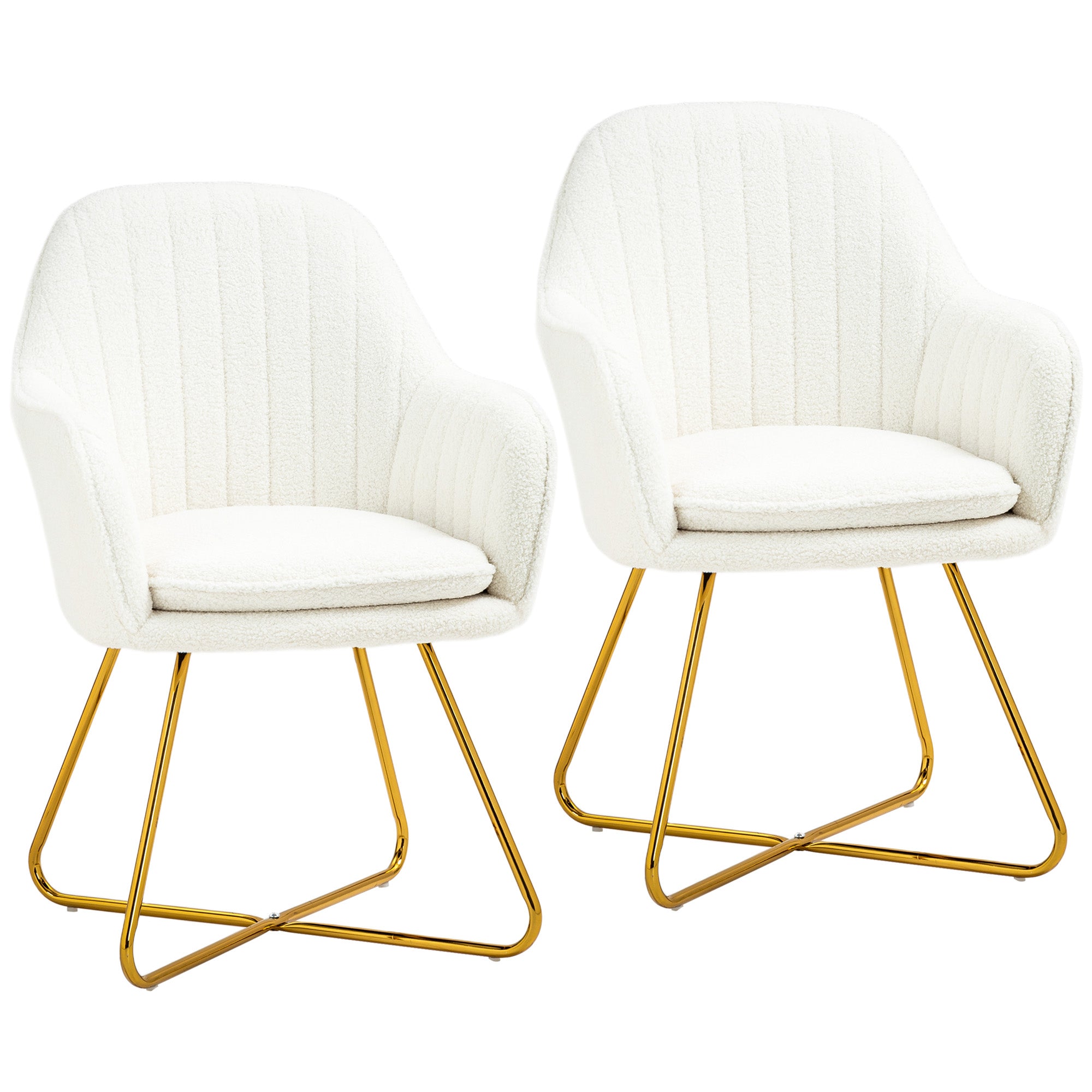 HOMCOM Set of Two Boucle Dining Chairs - Cream