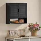 HOMCOM Bathroom Cabinet, Wall Mounted Storage Cabinet with Adjustable Shelves, 60 x 20 x 60 cm, Black
