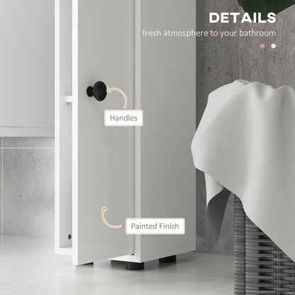kleankin 180cm Slim Bathroom Cabinet with 9-layered Independent Storage for Family-friendly Storage  - White