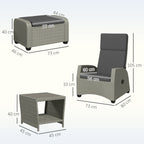 Outsunny 5-Piece Rattan Garden Furniture Set with Cushions - Charcoal Grey