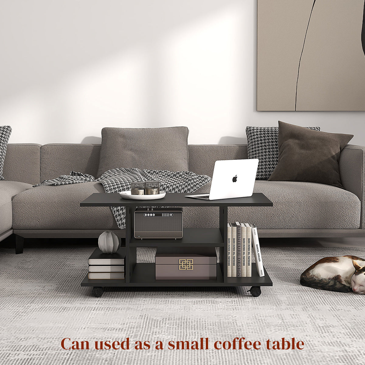 Modern TV Cabinet Stand Storage Shelves Table Mobile Bedroom Furniture Bookshelf Bookcase Black