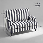 HOMCOM Modern Cuddle Chair, Velvet Single Sofa Armchair with Stripe, Turned Legs and Wide Seat, Upholstered Snuggle Chair for Living Room, Bedroom, Black and White