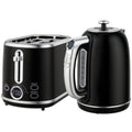 Polished Retro 40-100°C Kettle and Toaster Set - Black
