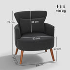 HOMCOM Corduroy Retro Accent Chair - Black