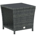 Outsunny Side Table 2-Tier Outdoor Coffee Table with Storage Shelf PS Wood Slat Top/Grey