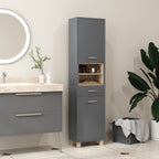 HOMCOM Tall Bathroom Storage Cabinet with MDF Triamine Board and Waterproof Sticker - Matte Grey