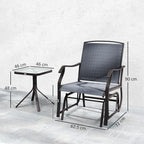 Outsunny Glider Rocking Chair & Table Set 2 Single Seaters Rocker Garden Swing Chair Patio Furniture Bistro Set Grey