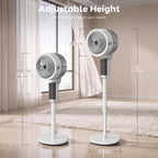 20 dB Silent Standing Fan for Bedroom, 44" Pedestal Fan with 90° Oscillating, 8 Speeds and LED Light, White