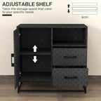 HOMCOM Sideboard with Adjustable Shelf, Freestanding Sideboard Storage Cabinet with Open Compartment and 2 Drawers, Black