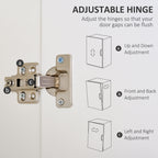 2-Door Clothes Wardrobe w/ Rail Shelf 2 Drawers Wood Feet Elegant Home Storage Organisation Furniture, White