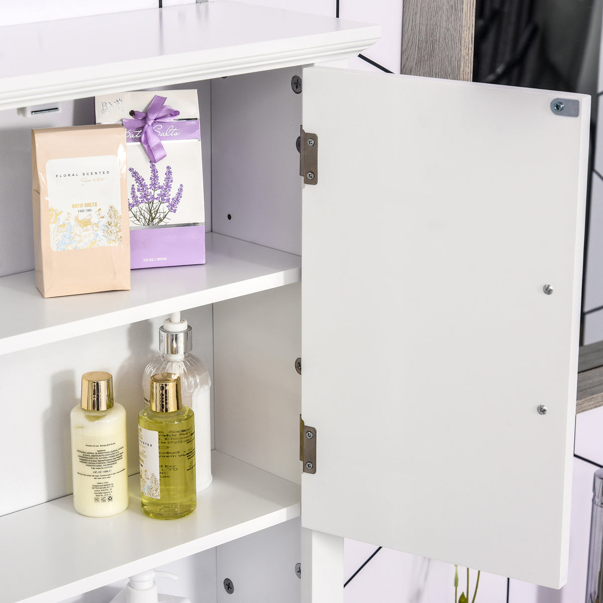 Bathroom Wall Cabinet, Medicine Cabinet, Kitchen Cupboard with 2 Doors and Adjustable Shelf, White
