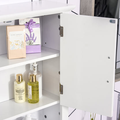 Bathroom Wall Cabinet, Medicine Cabinet, Kitchen Cupboard with 2 Doors and Adjustable Shelf, White