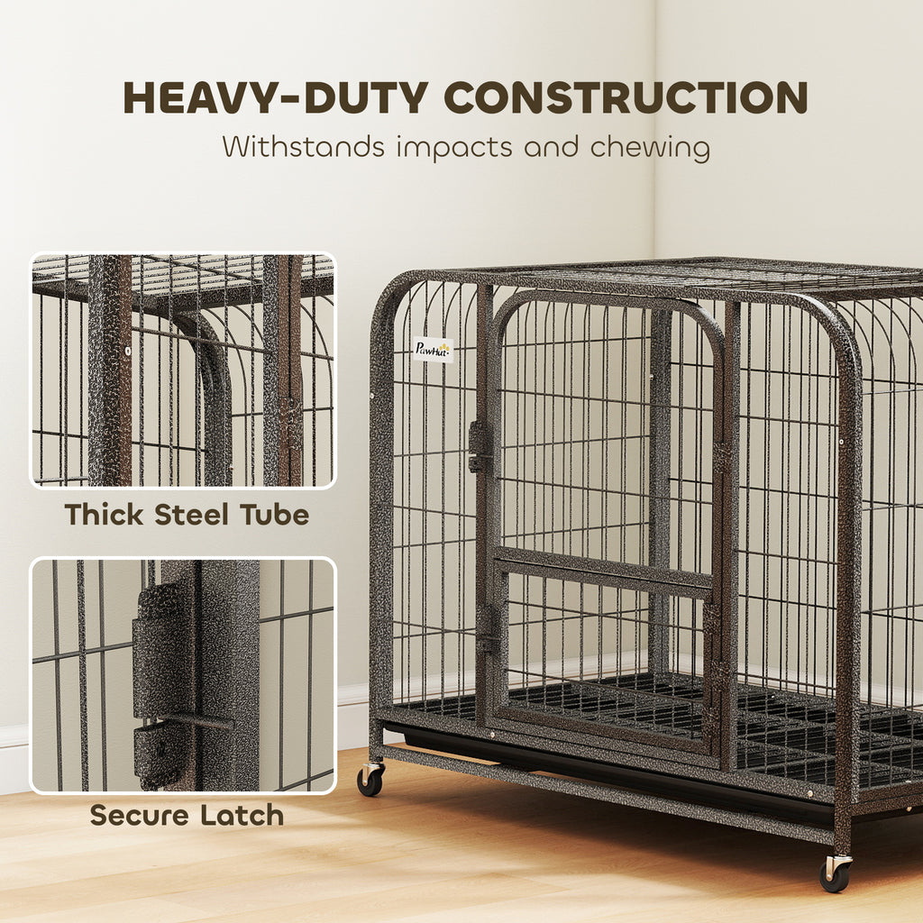 PawHut Heavy Duty Dog Crate,93 x 58 x 76 cm, Large Dog Cage for Small to Medium Breeds