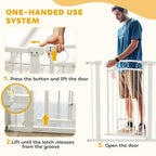 PawHut 106cm Tall Dog Gate with Cat Door, 7cm and 14cm Extensions, for Stairs, Doorways, 76-104cm Width
