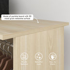 Open Wardrobe Double Mobile Storage Shelves Organizer W/6 Wheels-Natural