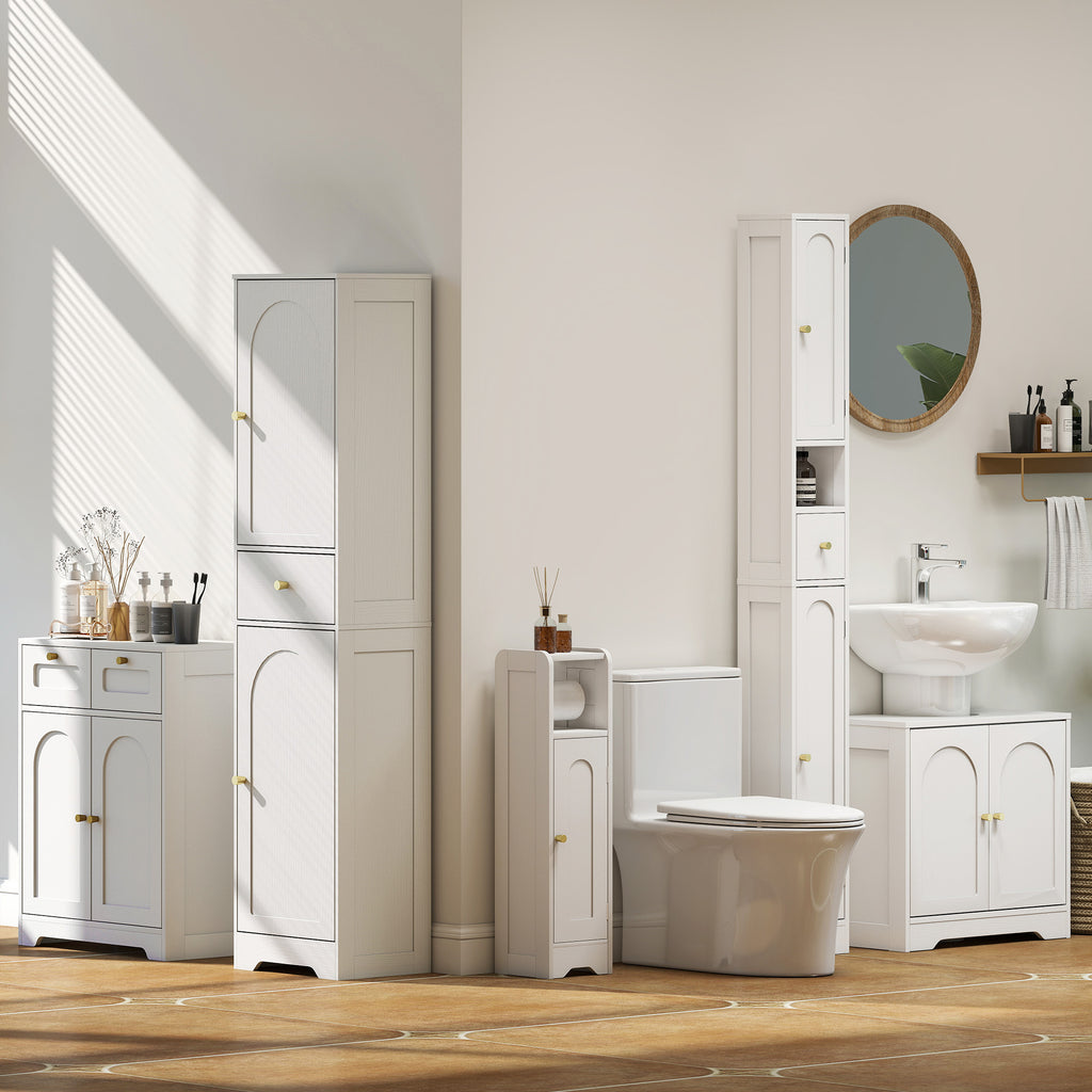 HOMCOM Bathroom Floor Cabinet with 2 Drawers - White