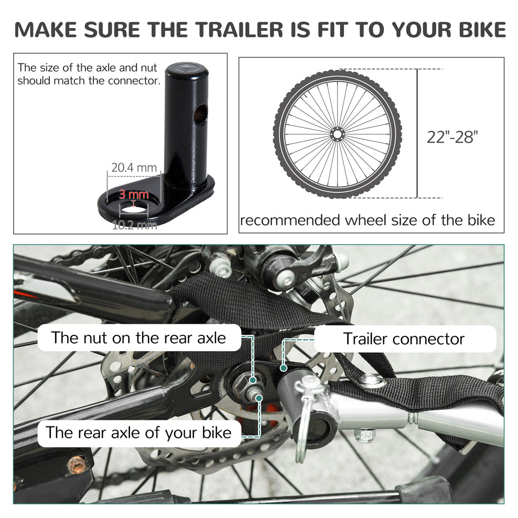 PawHut Steel Dog Bike Trailer Pet Cart Carrier for Bicycle Kit Water Resistant with Hitch Coupler Travel Black and Red