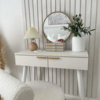 HOMCOM Elegant Dressing Table, with Round Mirror, 80 x 40 x 123 cm - White